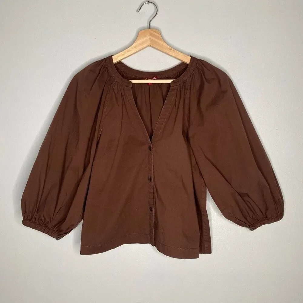 STAUD New Dill Puff Sleeve Cotton Top